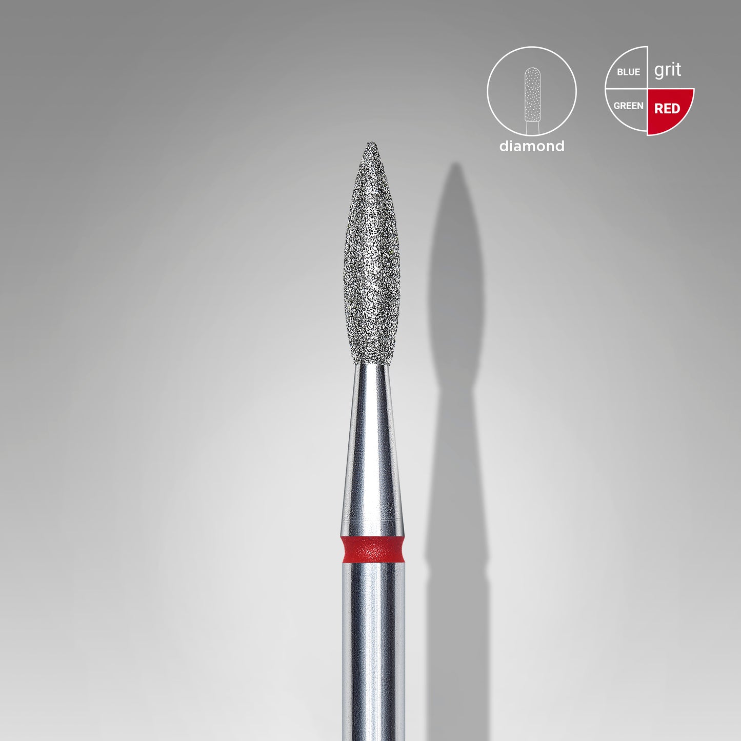 Staleks Fresa diamantada para piel "llama" afilada roja EXPERT diámetro 2,1 mm/ parte útil 8 mm (divisible por 10)
