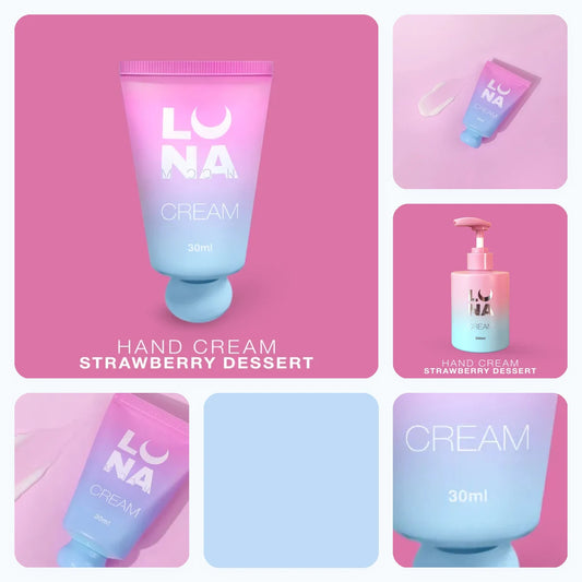Crema de Manos Hidratante de fresa LUNAmoon – detalles del producto y tono del color