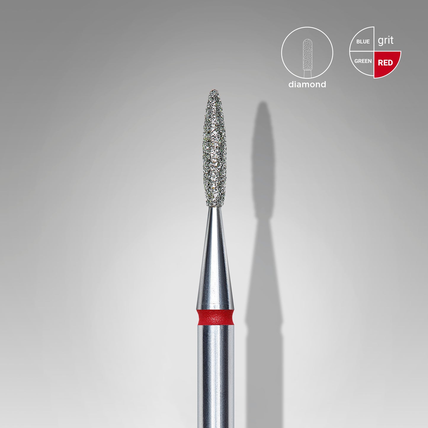 Staleks Fresa diamantada para piel "llama" roja EXPERT diámetro 1,6 mm/ parte útil 8 mm (divisible por 10)
