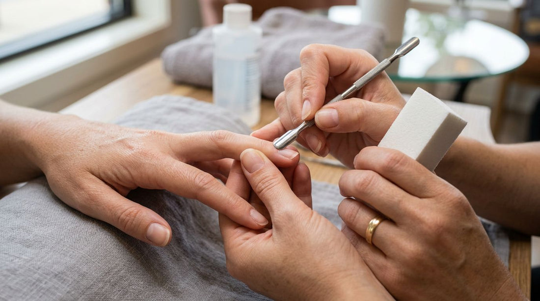 Preparación de la uña antes de la manicura: técnica profesional con pulidor y empujador de cutícula