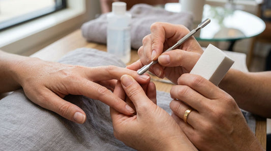 Preparación de la uña antes de la manicura: técnica profesional con pulidor y empujador de cutícula