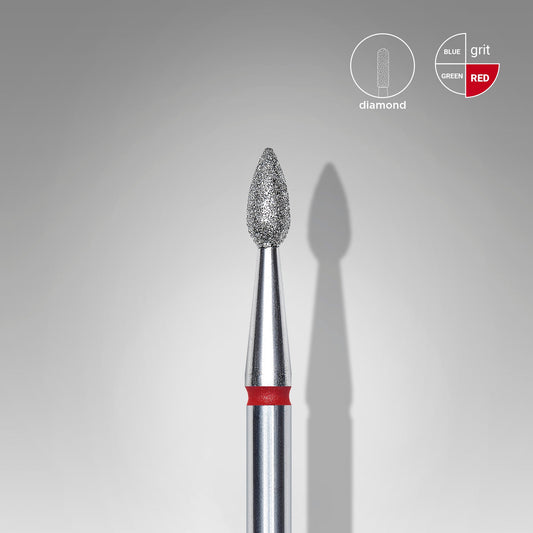 Staleks Fresa diamantada en forma de gota roja EXPERT diámetro 2,3 mm parte de trabajo 5 mm