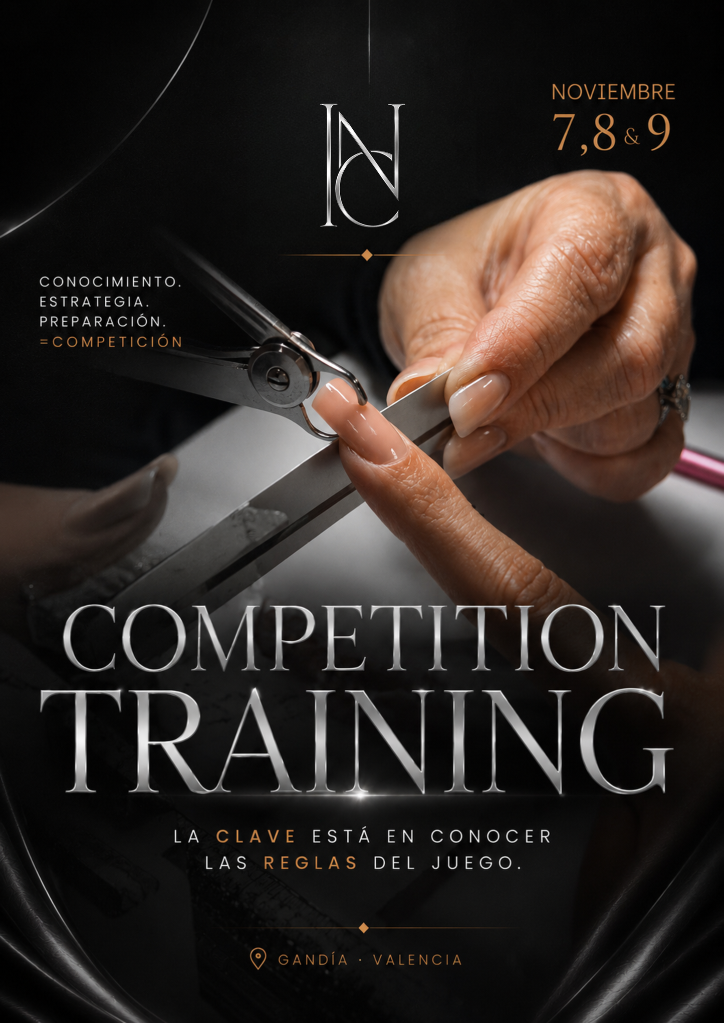 Portada del curso Competition Training BSHOP NAILS ACADEMY, formación presencial de estrategia para competiciones de uñas en Gandía