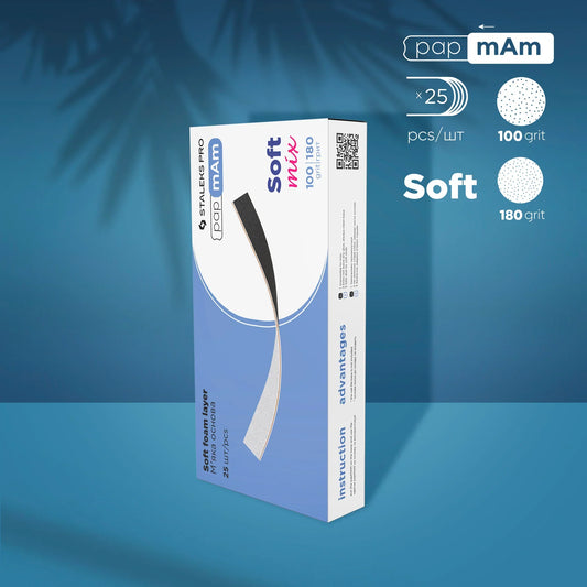 Staleks Desechables papmAm fundas (base blanda) para la lima recta Mix EXPERT 20 grano 100/180 (25 uds.)