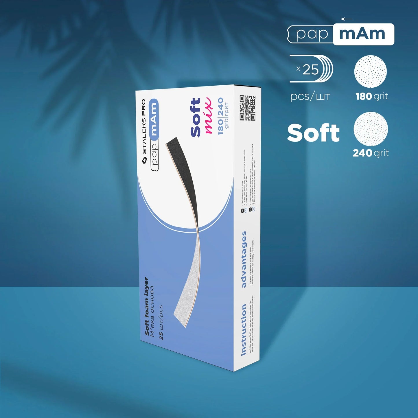 Staleks Desechables papmAm fundas (base blanda) para la lima recta Mix EXPERT 20 grano 180/240 (25 uds.)