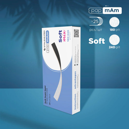 Staleks Desechables papmAm fundas (base blanda) para la lima recta Mix EXPERT 20 grano 180/240 (25 uds.)