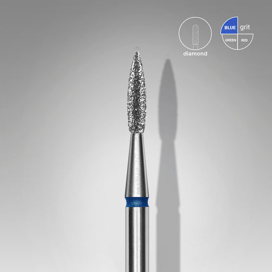 Staleks Fresa diamantada para piel "llama" afilada azul EXPERT, diámetro 1,8 mm/ parte útil 8 mm (divisible por 10)