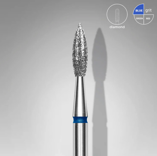 Staleks Fresa diamantada «Llama aguda» azul EXPERT diámetro 2,3 mm parte de trabajo 8 mm - Staleks - imagen del producto