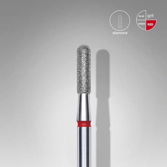 Staleks Fresa diamantada para piel "cilindro" redondeado rojo EXPERT diámetro 2,3 mm/ parte útil 8 mm (divisible por 10)