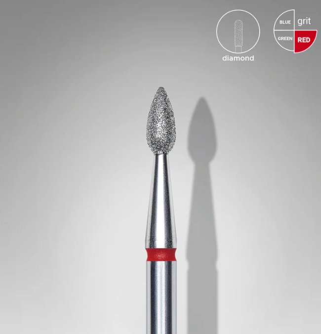 Staleks Fresa diamantada en forma de gota roja EXPERT diámetro 2,3 mm parte de trabajo 5 mm - Staleks - imagen del prod…