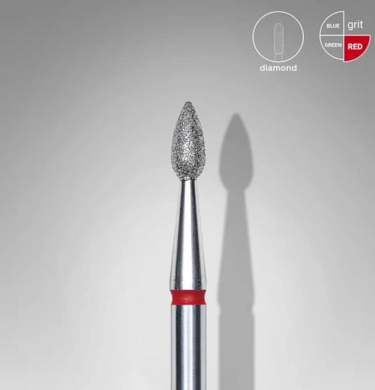 Staleks Fresa diamantada en forma de gota roja EXPERT diámetro 2,3 mm parte de trabajo 5 mm - Staleks - imagen del prod…