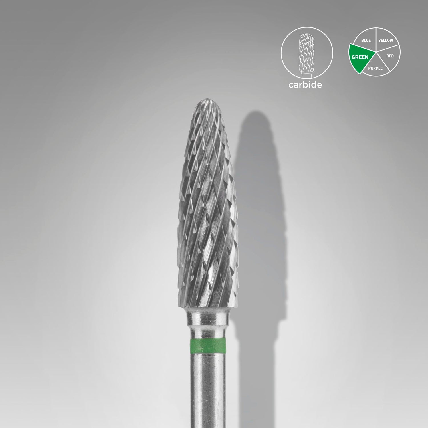 Staleks Fresa de carburo para uñas "corn" verde  EXPERT diámetro 4 mm / parte útil 14 mm