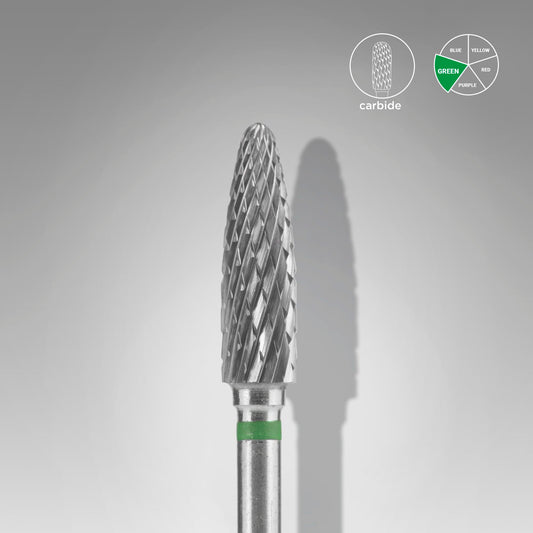 Staleks Fresa de carburo para uñas "corn" verde  EXPERT diámetro 4 mm / parte útil 14 mm