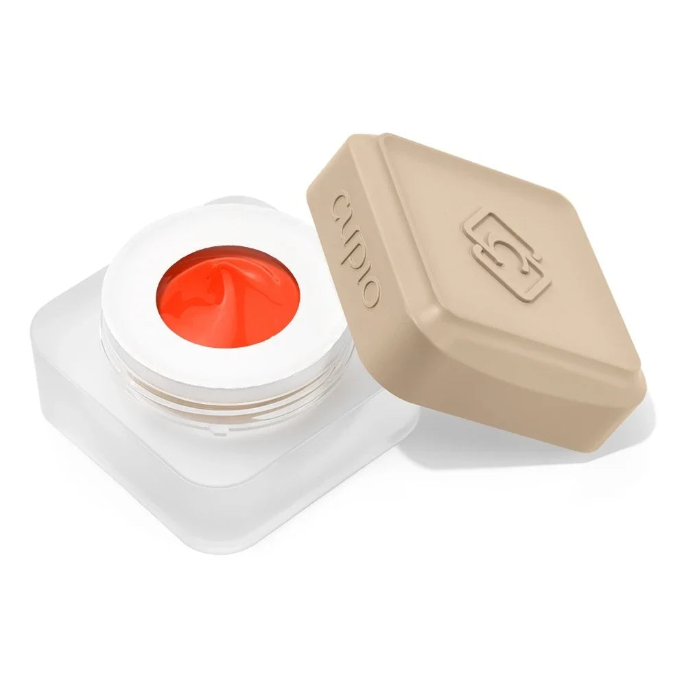 Tarro abierto del Builder Gel Cupio GELatto Papaya de 15 ml en naranja coral