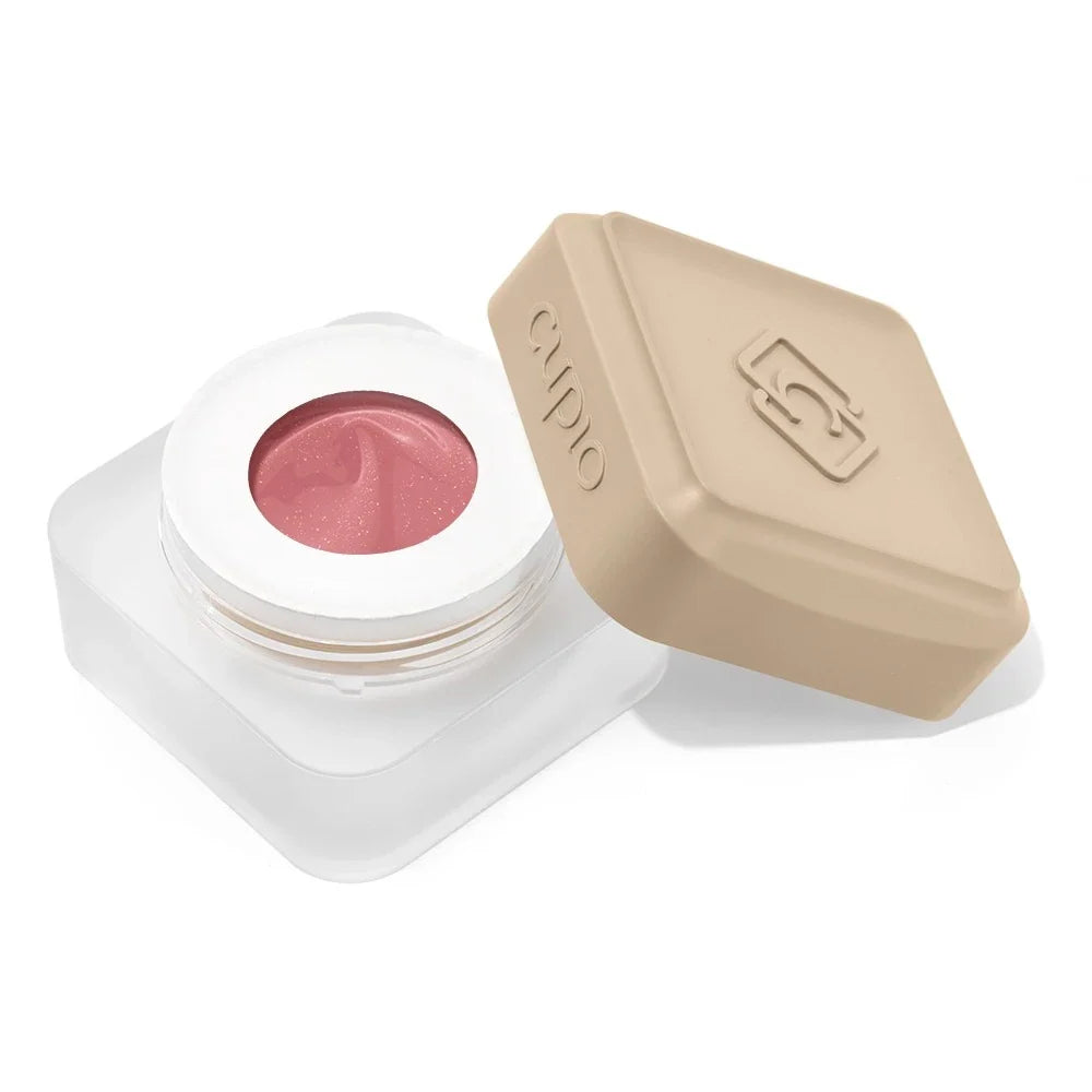 Tarro abierto del Builder Gel Cupio Make-Up Fiber Shimmer Rose de 15 ml en rosa viejo con brillo