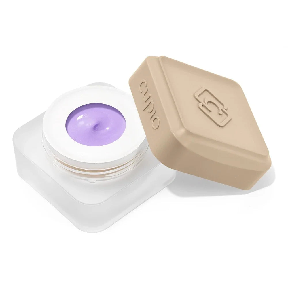 Tarro abierto del Builder Gel Cupio Milky Lilac de 15 ml en lila pastel lechoso