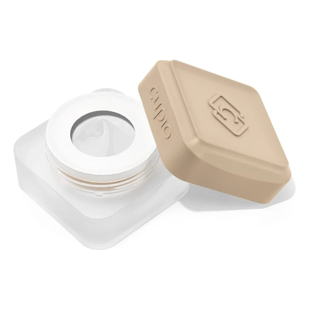 Tarro abierto del Builder Gel Cupio Milky White de 15 ml en blanco lechoso