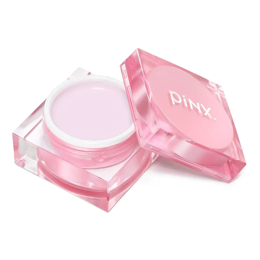 Bote de Builder Gel pinx. Baby Pink 15ml abierto con el gel rosa lila claro