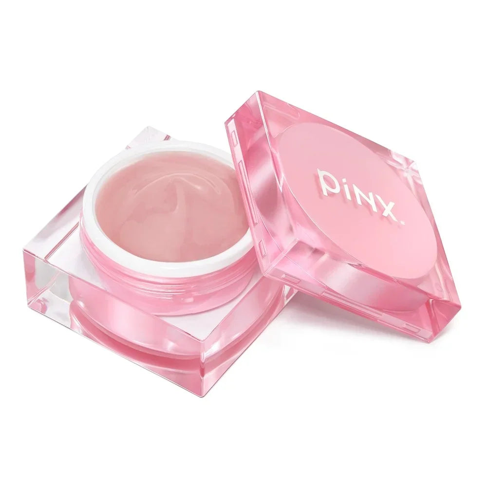 Bote de Builder Gel pinx. Skin on Skin 15ml abierto, gel rosa nude suave