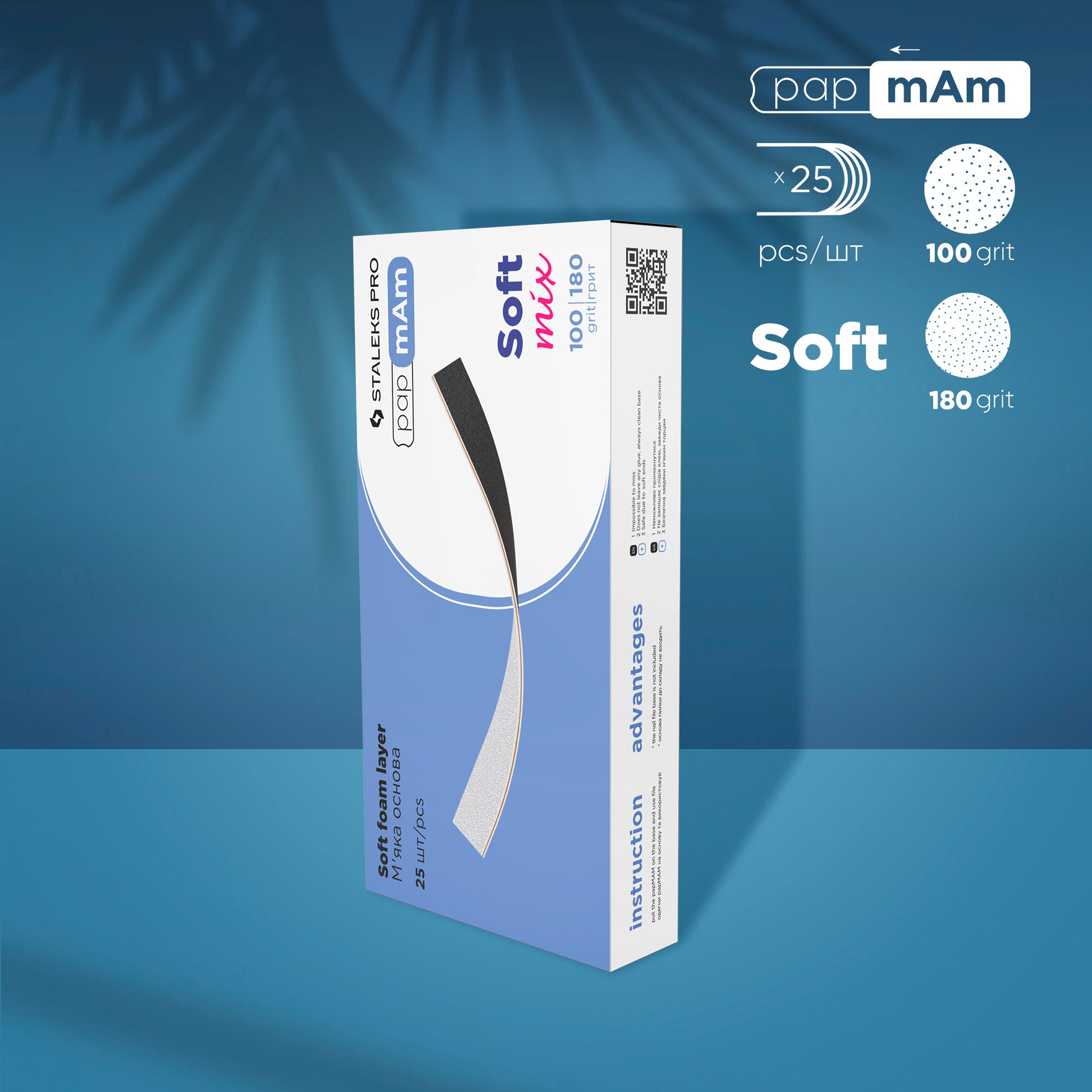 Staleks Desechables papmAm fundas (base blanda) para la lima recta Mix EXPERT 20 grano 100/180 (25 uds.)