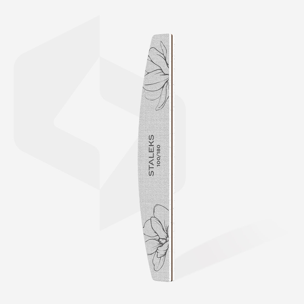 Lima mineral Staleks Expert 40 de media luna, grano 100/180, gris con estampado floral