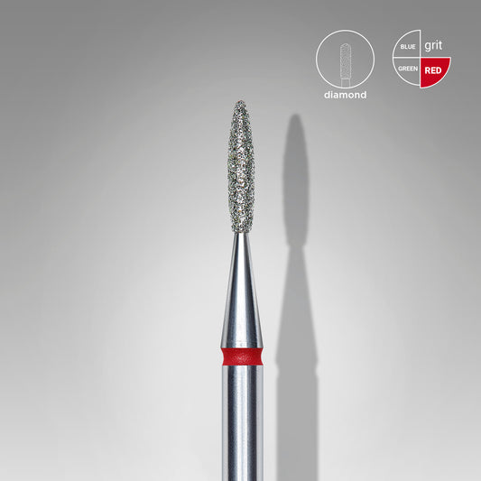 Staleks Fresa diamantada para piel "llama" roja EXPERT diámetro 1,6 mm/ parte útil 8 mm (divisible por 10)