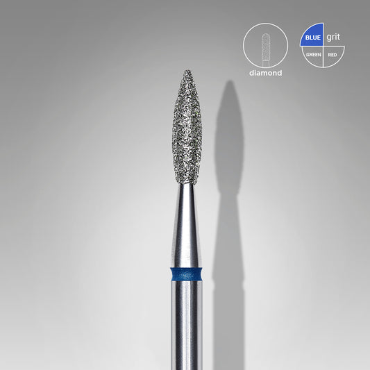 Staleks Fresa diamantada para piel "llama" afilada azul EXPERT diámetro 2,1 mm/ parte útil 8 mm (divisible por 10)