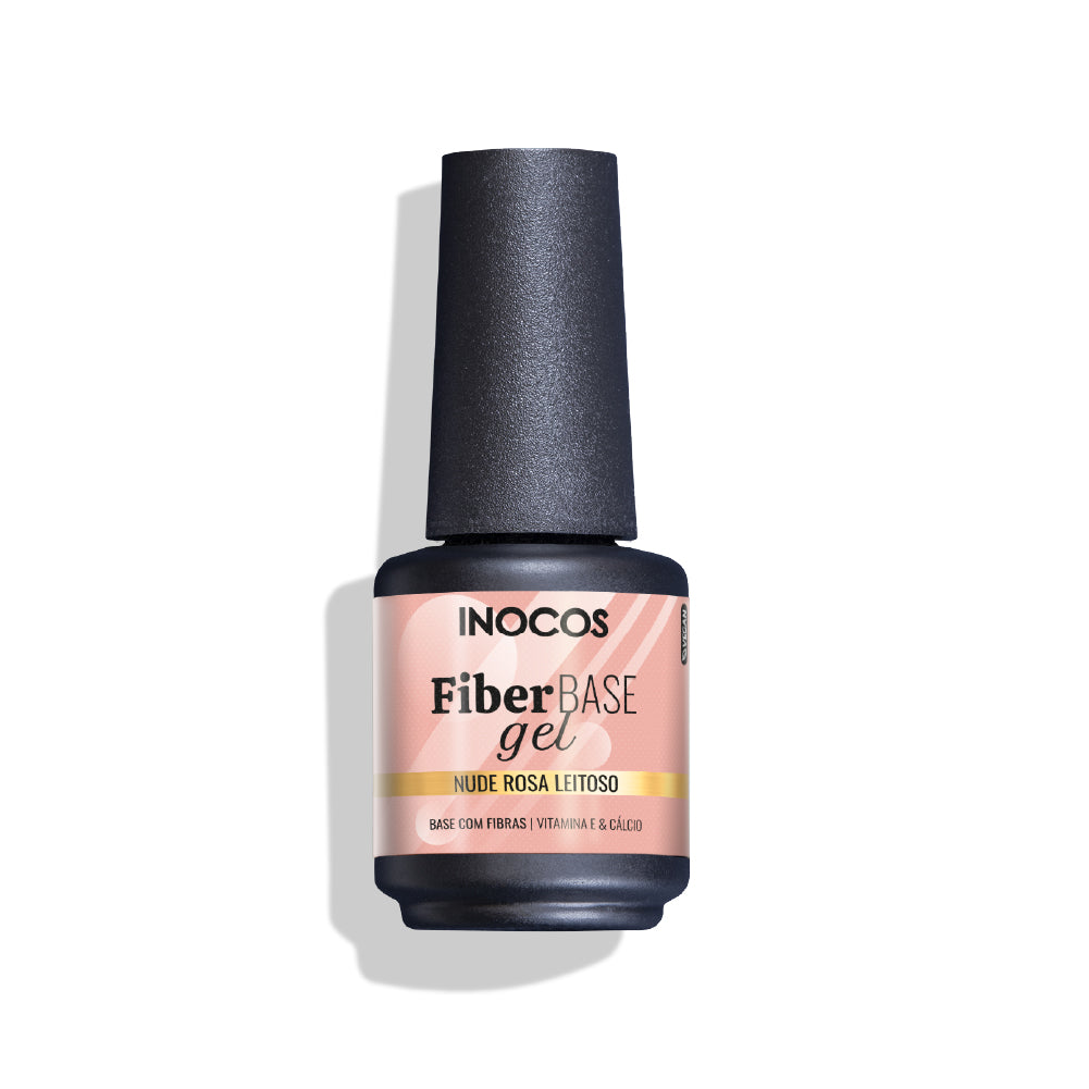 Inocos Esmalte Gel Fiber Base Cover Nude Rosa Lechoso, 15ml