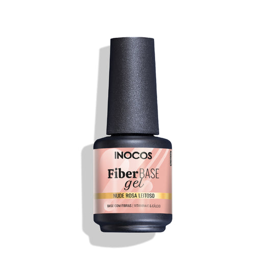 Inocos Esmalte Gel Fiber Base Cover Nude Rosa Lechoso, 15ml