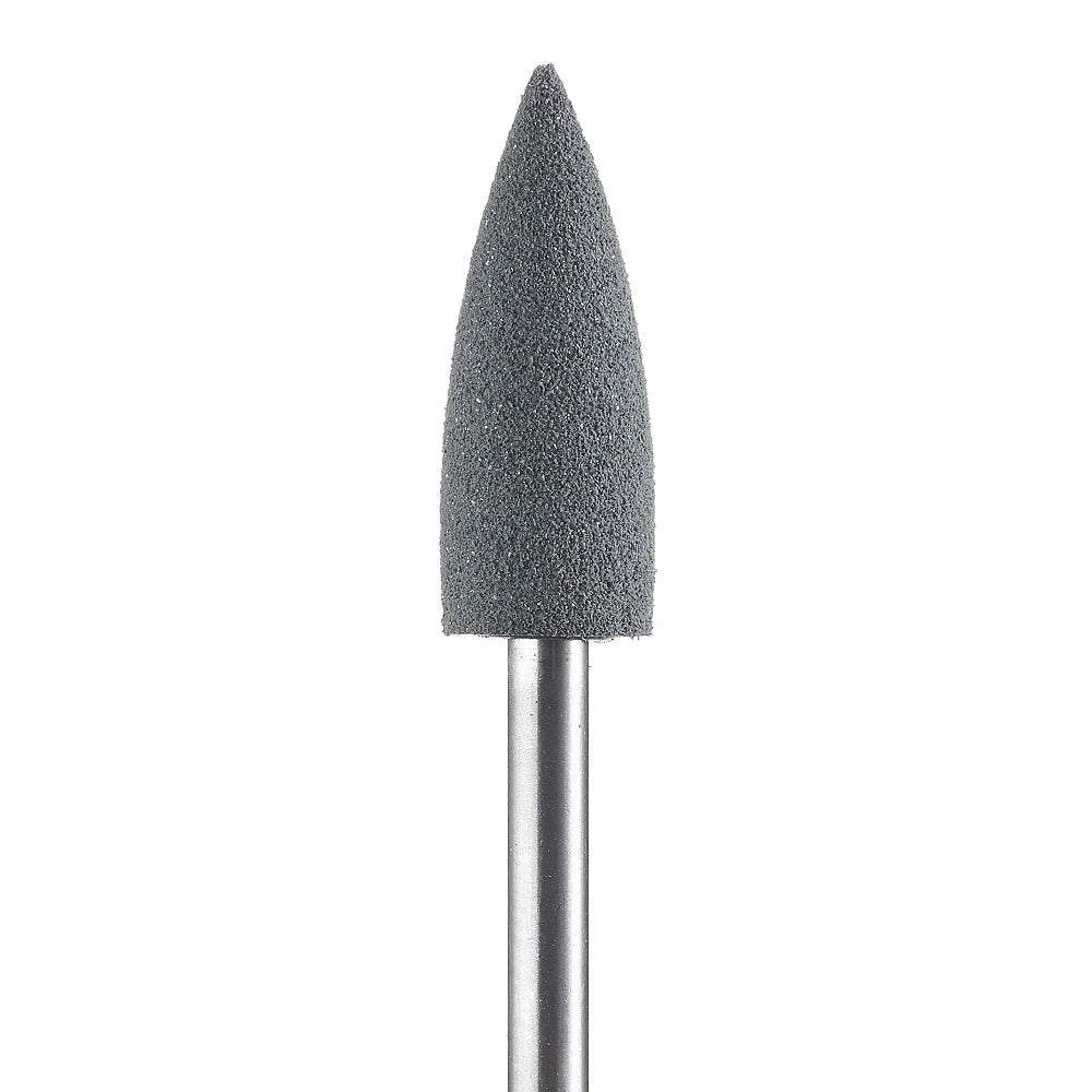 Fresa de silicona Cupio 616K gris en forma de llama alargada para el acabado de cutículas