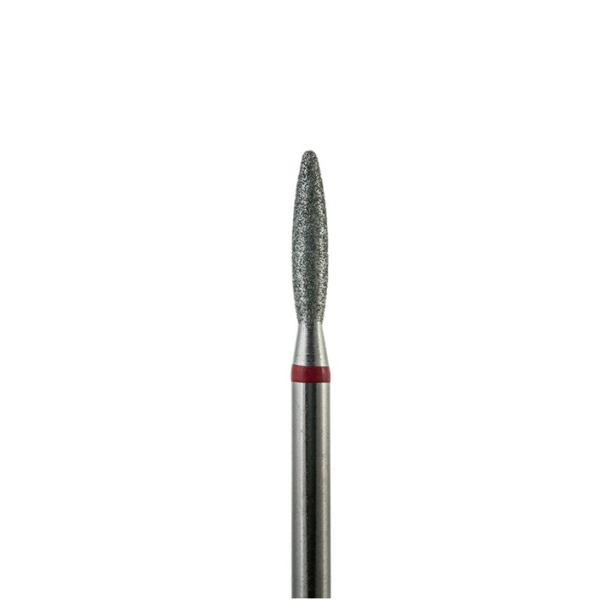 Fresa de diamante Vladmiva llama roja de punta redonda de 2,1 mm, con banda roja de abrasividad suave