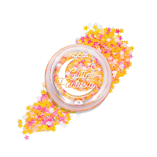 Inocos Glitter Fantasia Mix Laranja Rosa E Blanco, 1g