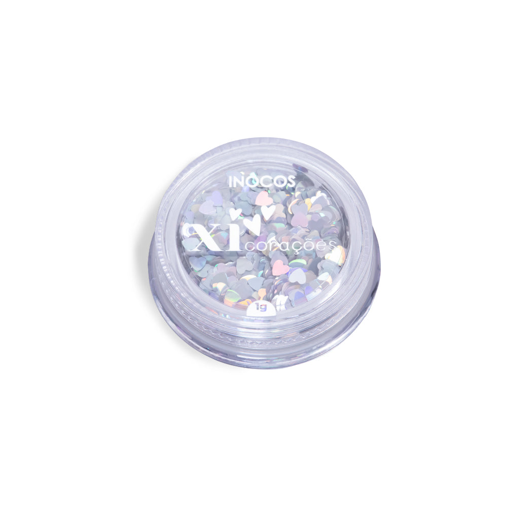 Inocos Glitter Xi-coração Prata, 1g