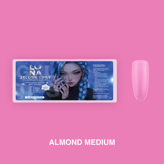 Gel Tips LUNAmoon Almond Medium - packaging y forma almendrada