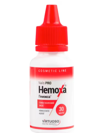 Líquido hemostático antiséptico Hemoxa Virtuoso 30 ml para manicura profesional