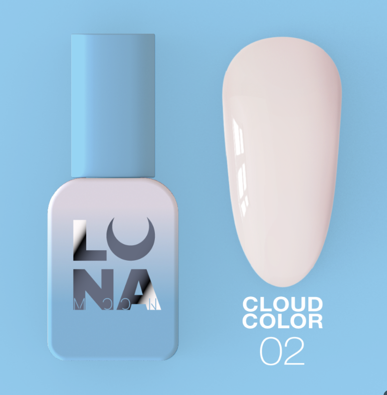 Esmalte semipermanente Luna Moon Cloud Color 02 8ml rosa nude claro con botella y muestra