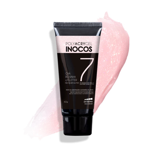 Inocos Polyacrygel Bisnaga Chá Rosinha Glitter, 60g