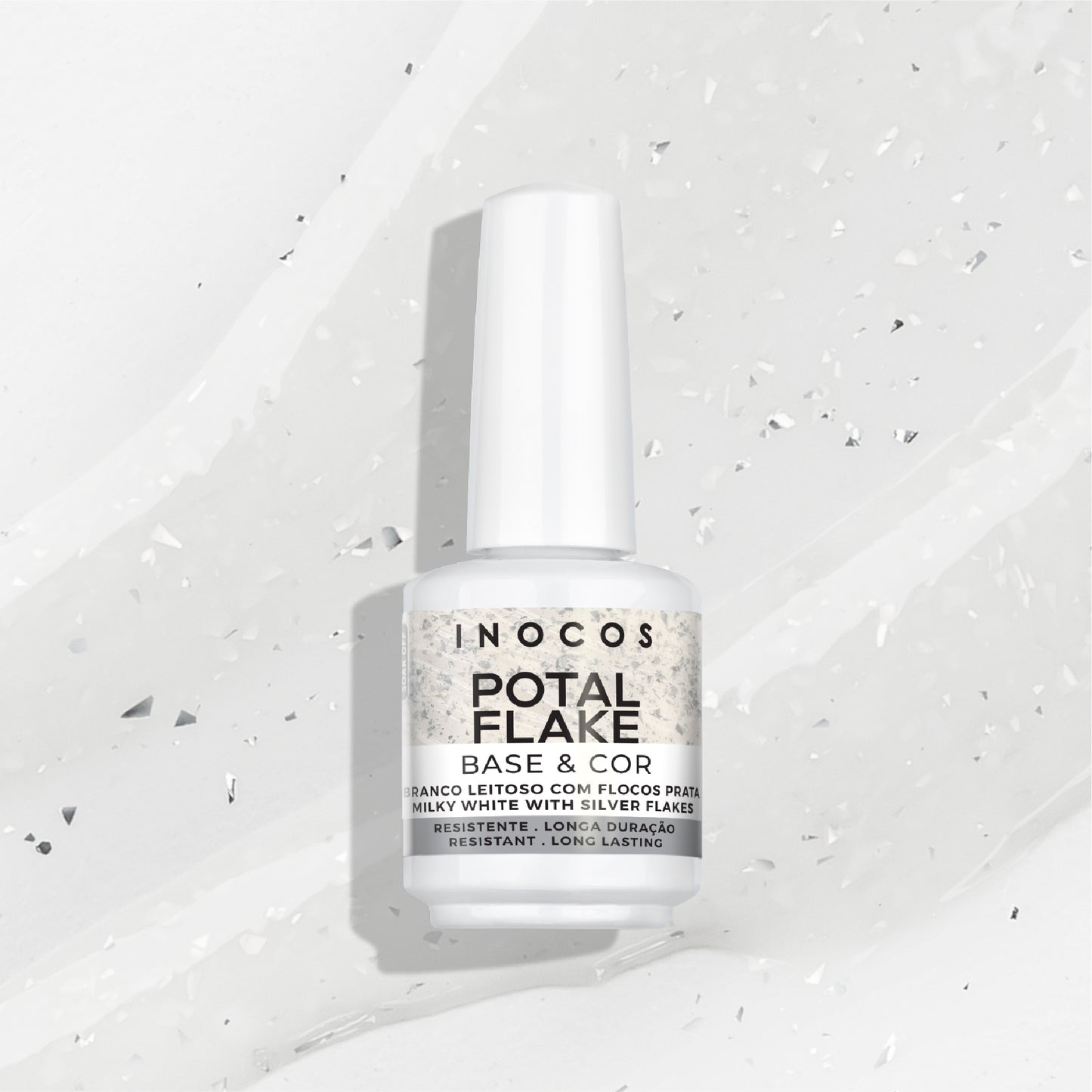 Inocos V. Gel Base Potal Blanco Lechoso Flocos Prata, 15ml