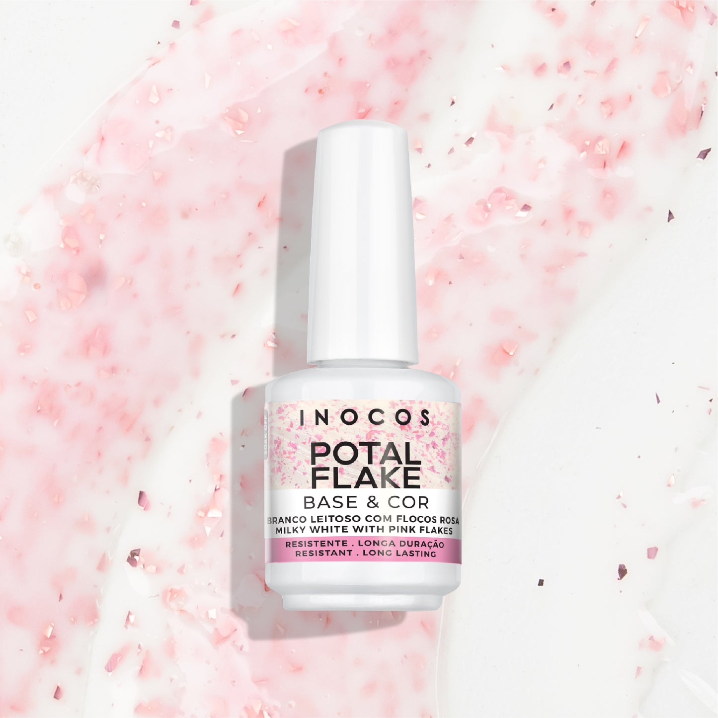 Inocos V. Gel Base Potal Blanco Lechoso Flocos Rosa, 15ml