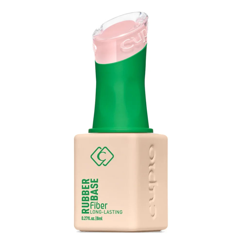 Frasco de Base Rubber Cupio Fiber Soft Pink Skin de 8 ml con tapón verde