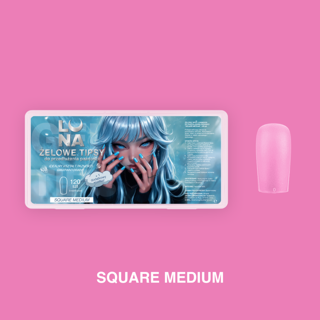 Gel Tips LUNAmoon Square Medium - packaging y forma cuadrada