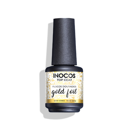 Inocos Esmalte Gel Top Coat Gold Foil , 15ml