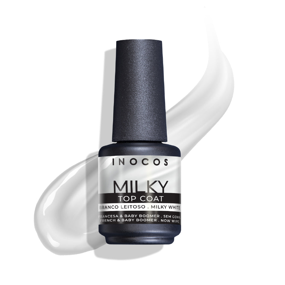 Inocos Esmalte Gel Top Coat Milky Blanco Lechoso, 15ml
