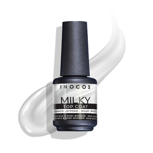 Inocos Esmalte Gel Top Coat Milky Blanco Lechoso, 15ml