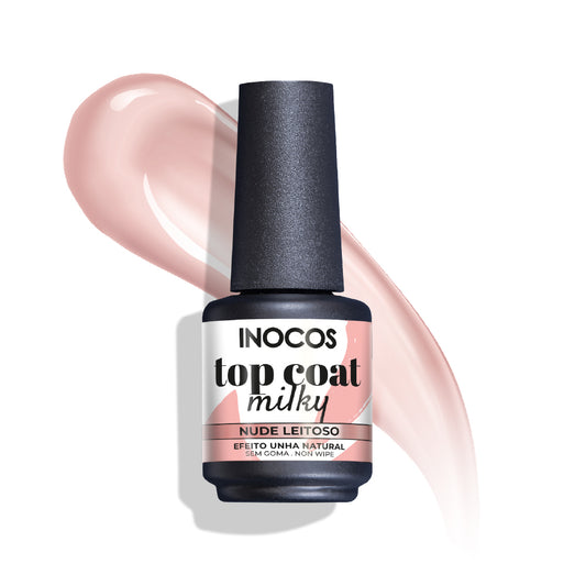 Inocos Esmalte Gel Top Coat Milky Nude Lechoso, 15ml